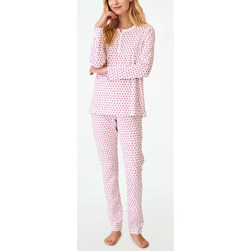 NWT Roller Rabbit Hearts PJ Set Pink XS Cotton Pajamas Coquette Soft Girl Sleep